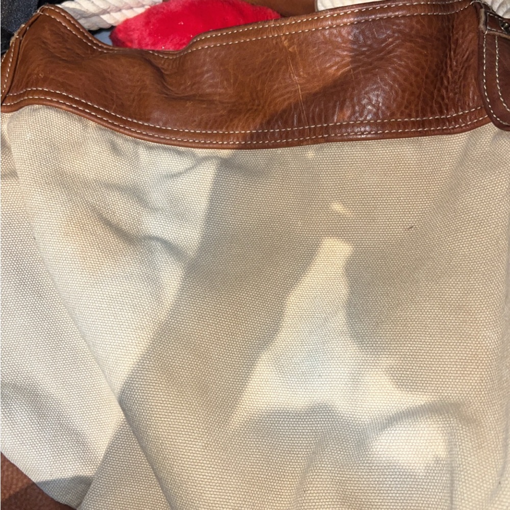 GAP Brown Leather Trim Tote